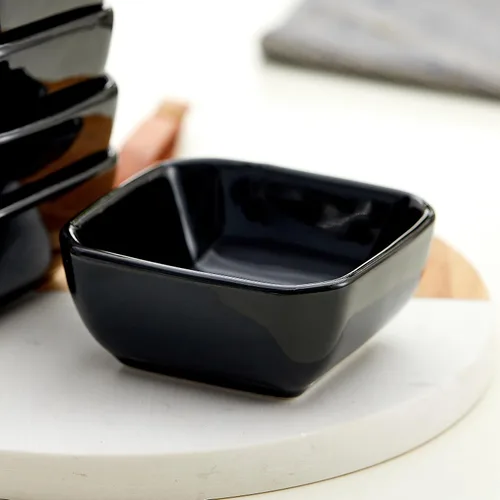 Miniatura 4 de Juego de cuencos de cerámica de 6,3 onzas de porcelana pequeños pequeños platos cuadrados para salsa de soja, buenos para salsa de tomate, soja