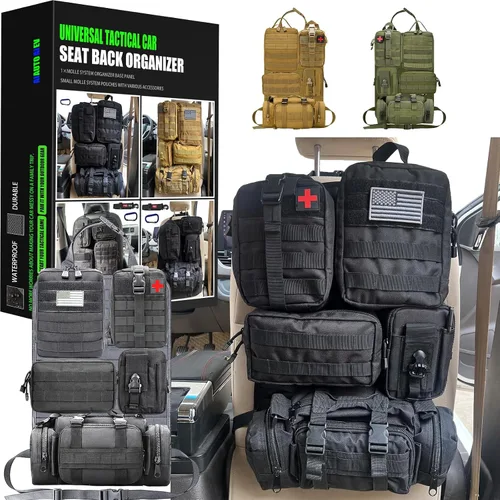 Miniatura 12 de Paquete de 7 organizadores tácticos para respaldo de asiento, organizador de camión con 6 bolsas desmontables, universal para automóvil, camión