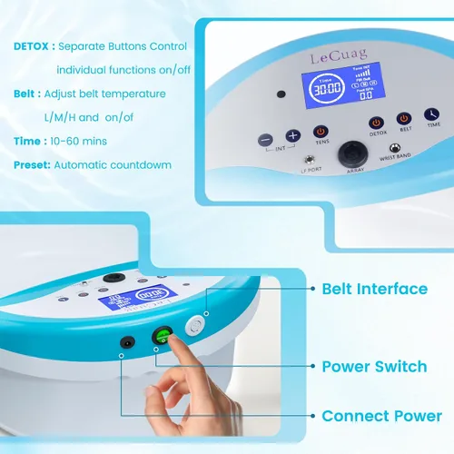 Miniatura 4 de LeCuag Máquina de desintoxicación iónica para baño de pies, máquina de spa de pies para uso doméstico, bañera de baño de pies con cinturón