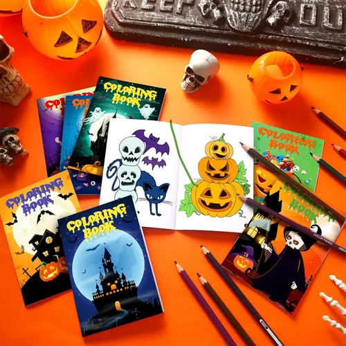 Miniatura 6 de Jutom 56 libros para colorear de Halloween a granel para adultos, bolsas de regalos de Halloween, regalos para actividades divertidas, suministros