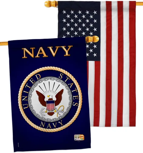 Miniatura 29 de Breeze Decor Bandera de jardín de 13 x 18.5 pulgadas, con licencia oficial de las Fuerzas Armadas de los Estados Unidos de la Marina de los Estados