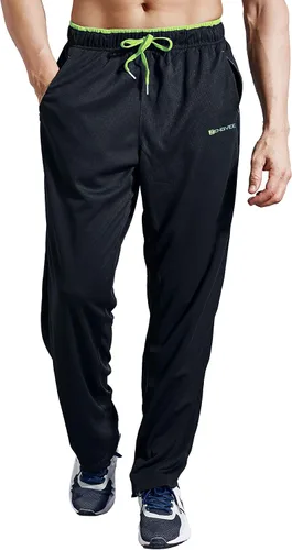 ZENGVEE- Pantalón deportivo para hombre con bolsillos de cremallera y parte inferior abierta para correr, entrenar e ir al gimnasio.