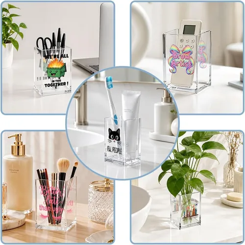 Miniatura 6 de Beautiful Girl You Can Do Amazing Things - Soporte para lápiz cosmético de acrílico, accesorios de tocador, organizador de maquillaje para hija