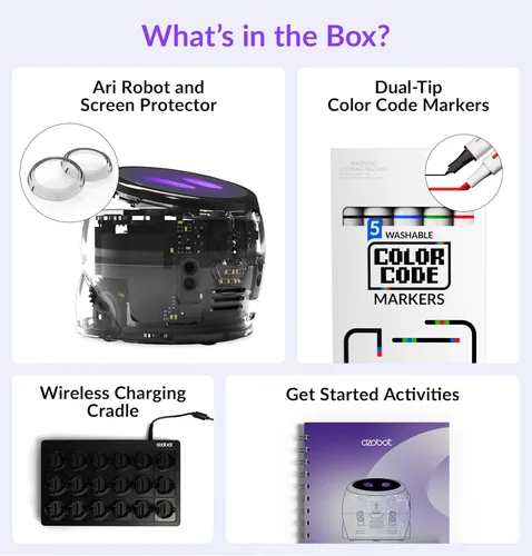 Miniatura 9 de Ozobot Kit de aula Ari (12 bots) Robot de aprendizaje interactivo con pantalla táctil, sensor ToF, acelerómetro, giroscopio e integración de IA