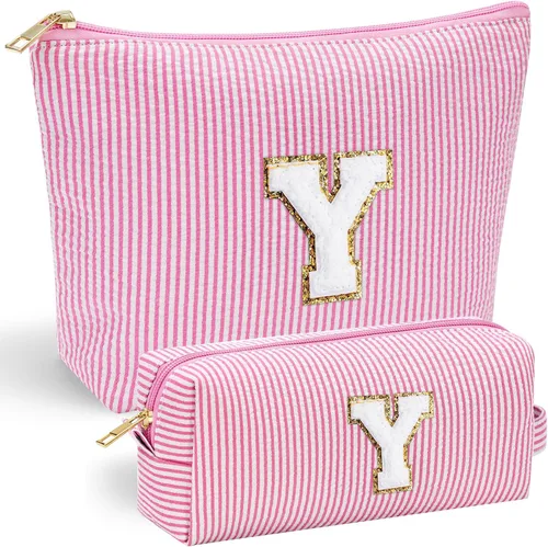 Miniatura 79 de YOOLIFE Regalos del Día de la Madre para mujeres, bolsa de maquillaje con inicial, bolsa de cosméticos, bolsa de maquillaje de viaje, regalos Rosado