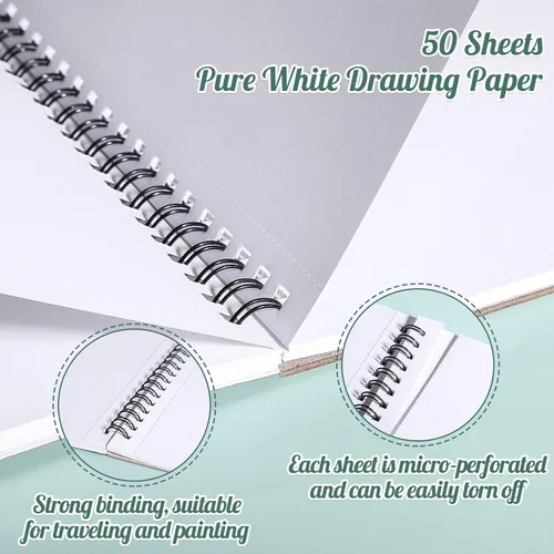 Miniatura 3 de 50 hojas de papel para marcadores, bloc de bocetos artísticos a prueba de sangrado de 5.8×8.3 pulgadas, papel de dibujo de 73lb/120gsm, libro