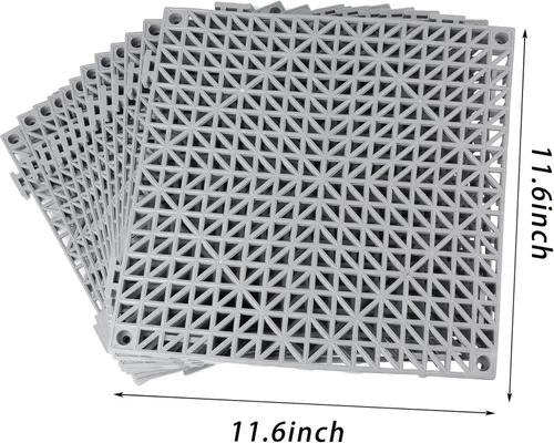 Miniatura 2 de SOUJOY 12 cojines modulares entrelazados, azulejos de goma de 11.6 x 11.6 pulgadas con agujeros, tapete de drenaje antideslizante para piscina