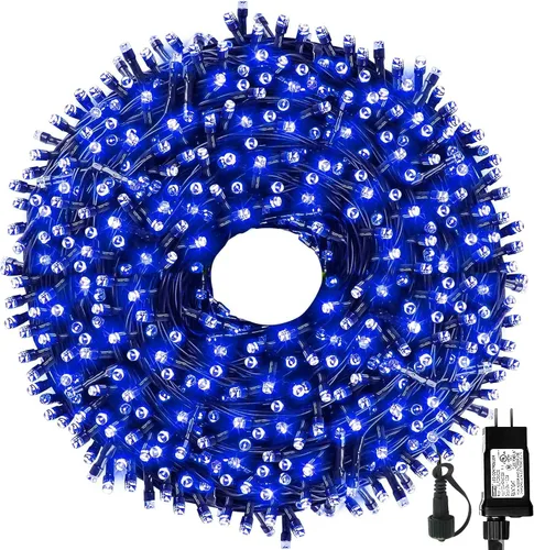 Miniatura 25 de MZD8391 300 luces LED rojas y verdes de 105 pies, luces de Navidad para interiores y exteriores, luces de árbol de Navidad, decoraciones de fiesta