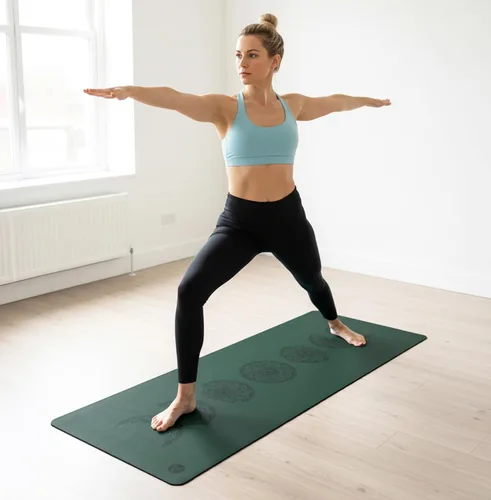 Miniatura 4 de Esterilla de yoga premium de 0.177 in de grosor, antideslizante, con correa, tapete de ejercicio, pilates, base de goma natural y parte superior