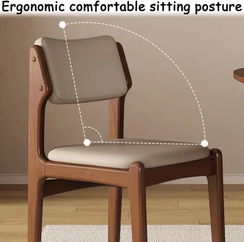 Miniatura 4 de YVYKFZD Wooden Dining Chairs Set, Leather Dining Room Chair with Back, Upholstered Kitchen Chairs, Armless Living Room Chair, for Bedroom Offices