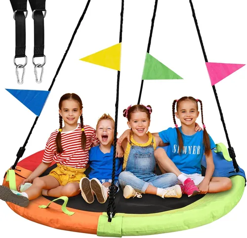Miniatura 7 de Columpio para árbol, columpio de platillo, 40 pulgadas, capacidad de peso de 900 libras, con correas colgantes ajustables, para patio trasero al