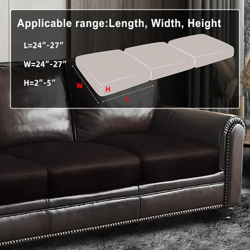 Miniatura 3 de ANARACHON Fundas de cojín de sofá con aspecto de cuero, juego de fundas de asiento de sofá, protector de muebles para sillón seccional, sofá biplaza