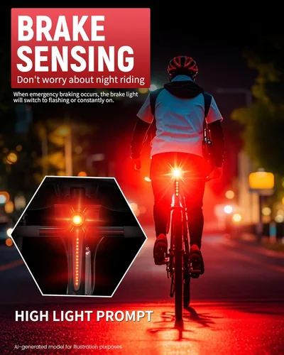 Miniatura 3 de DARKBEAM Luz trasera inteligente para bicicleta, con sensor de freno/luz, recargable USB-C, IP64 impermeable, 5 modos de luz, luz trasera