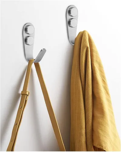 Miniatura 7 de Ganchos de pared resistentes, paquete de 8 ganchos individuales de acero inoxidable cepillado, ganchos pequeños en J para colgar ropa, chaquetas