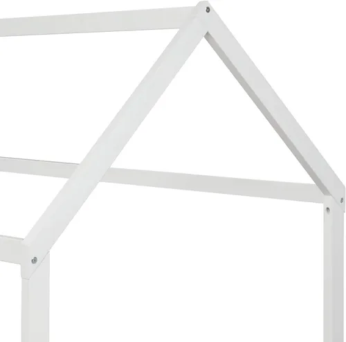 Miniatura 7 de MERITLINE Cama de madera tamaño individual, base de cama con techo, cama individual para niñas, niños, necesita somier, color blanco