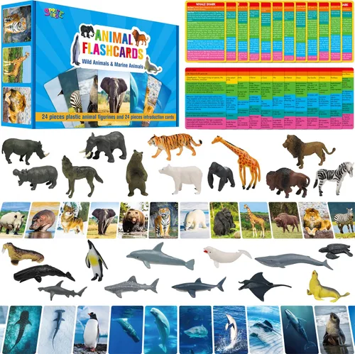 Miniatura 9 de SpriteGru 12 piezas de figuras de dinosaurios con 12 tarjetas de presentación, figuras de dinosaurios portátiles Montessori, juguetes educativos