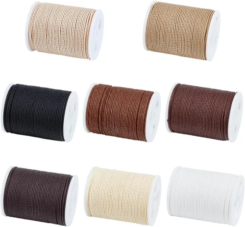 PH PandaHall Cordones encerados de 96 yardas de 0.039 pulgadas, 8 colores de hilo de poliéster encerado para cuentas de bricolaje, pulseras,