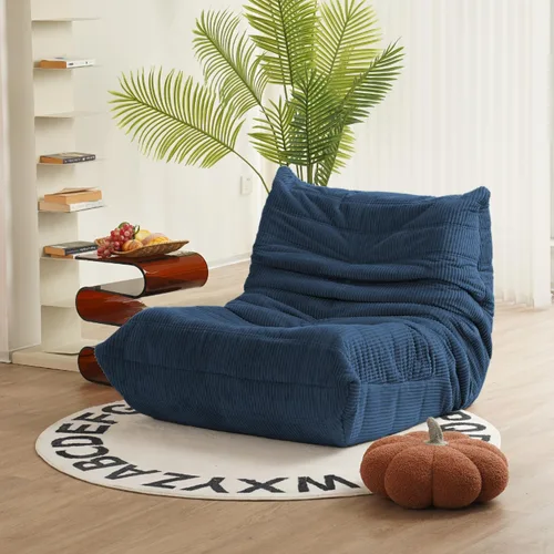 Miniatura 17 de N&V Sofá de suelo sin brazos de mediados de siglo, silla de pana suave de alta calidad, silla decorativa de espuma para sala de estar, dormitorio