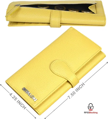 Miniatura 4 de Carteras de piel con bloqueo RFID para cheques con 11 ranuras para tarjetas para mujer