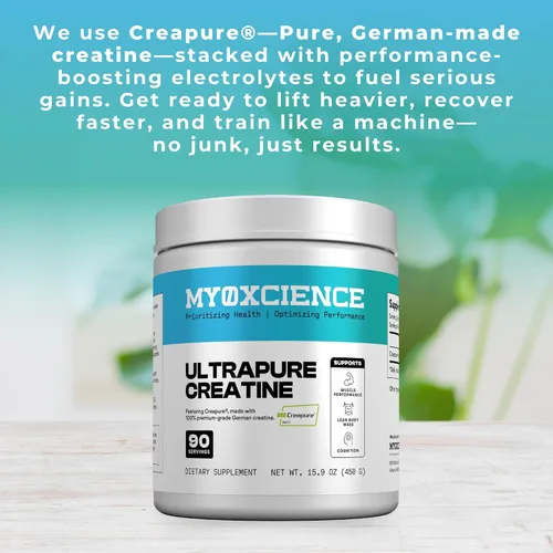 Miniatura 3 de MYOXCIENCE Creapure® Creatina 5 Gramos de Monohidrato de Creatina Alemán por Porción Apoya el Rendimiento Muscular, Masa Corporal Magra