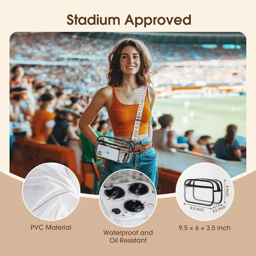 Miniatura 3 de Bolsa transparente para eventos de estadio, bolso transparente para mujeres, bolsa cruzada aprobada para estadios, bolsa para conciertos, eventos