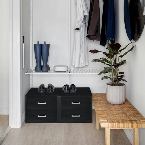 Miniatura 7 de BOLUO Cajones de Almacenamiento Apilables Organizadores de Armario y Almacenamiento de Tela Negro Cómoda de 2 Cajones para Dormitorio Moderno