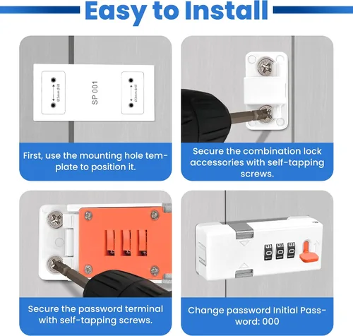 Miniatura 3 de Cerradura de gabinete sin llave premium con código de combinación, cerradura de 3 dígitos con contraseña para cajones, puerta de armario plegable