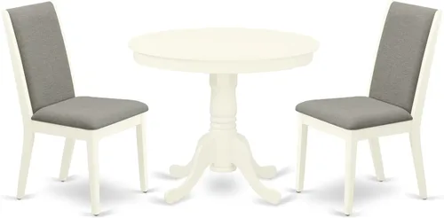 Miniatura 16 de East West Furniture ANLA3-ABK-47 - Juego de muebles de comedor de 3 piezas que contiene una mesa de cocina redonda con pedestal y 2 sillas