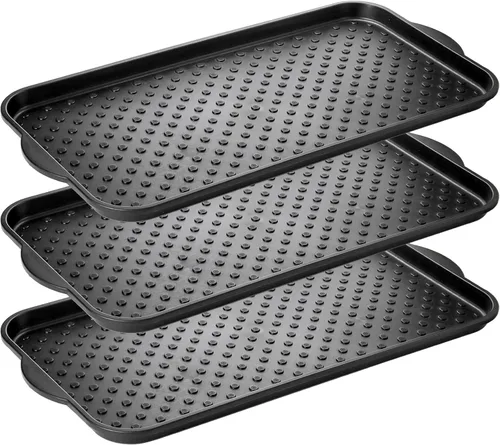 Kingrol Paquete de 3 bandejas para botas, tapetes impermeables para zapatos de entrada en interiores, bandejas multiusos para botas, zapatos,