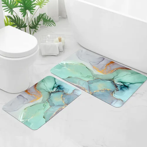 Miniatura 10 de Gibelle Alfombra de baño súper absorbente, de secado rápido, delgada, para debajo de la puerta, antideslizante, parte trasera de goma, para frente