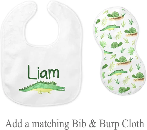 Miniatura 5 de Mantas de bebé personalizadas de cocodrilo para niños con nombre, suaves para recién nacidos, mantas de bebé personalizadas para niños Caimán
