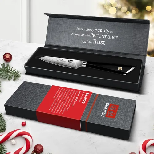 Miniatura 6 de SHAN ZU Cuchillo de pelar Damasco Cuchillo de fruta de 4 pulgadas Cuchillos de cocina profesional, Cuchillos de tallado de frutas de Damasco japonés