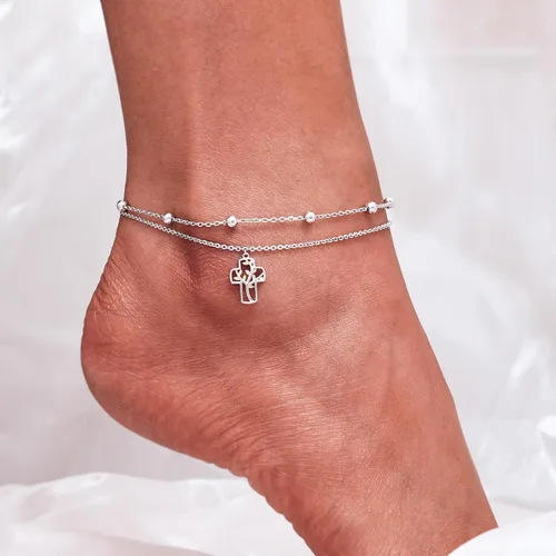 Miniatura 69 de CHIC & ARTSY Tobilleras de plata de ley S925 para mujer, pulsera de tobillo ajustable multicapa para playa, joyería de verano para mujer, de 10 a 11