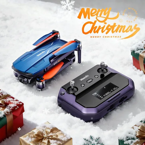 Miniatura 2 de V11Air Drone con cámara UHD 6K para adultos, cardán sin escobillas de 3 ejes, video 4K/30FPS, tiempo de vuelo de 70 minutos con 2 baterías Azul