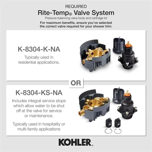 Miniatura 2 de KOHLER K-TS14423-4-BL Purist Rite-Temp - Moldura de válvula con manija de palanca, placa frontal con mango, solo molde, requiere válvula, negro mate
