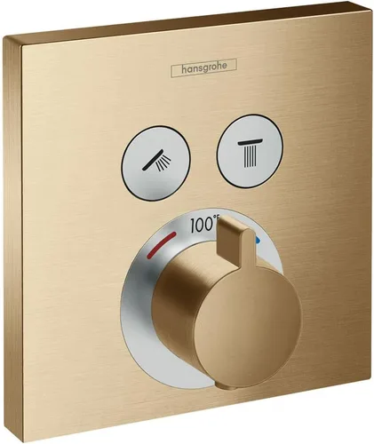 hansgrohe ShowerSelect 15763141 - Válvula de ducha termostática moderna minimalista con control de temperatura automático con desviador en bronce