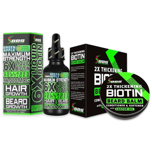Miniatura 9 de Bálsamo de biotina para barba y bigote 2 veces más espesante, acondicionador vegano sin enjuague, suavizante natural, hidratante con aceite