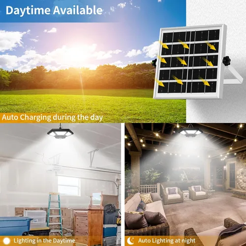 Miniatura 2 de Luz solar de cobertizo para interiores y exteriores, luces colgantes diurnas de trabajo con 5 modos de iluminación y 3 temporizadores, 180 LED