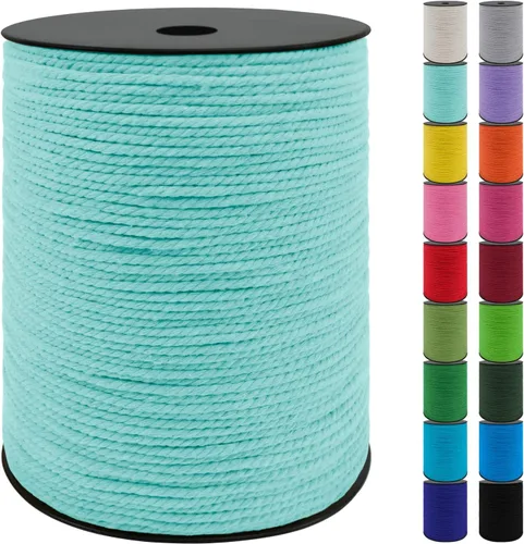 Miniatura 17 de JeogYong Cordón de macramé de 8mm, cuerda de lana de macramé de algodón natural de 131 pies, cordón de algodón trenzado de 3 hebras, hilo de macramé