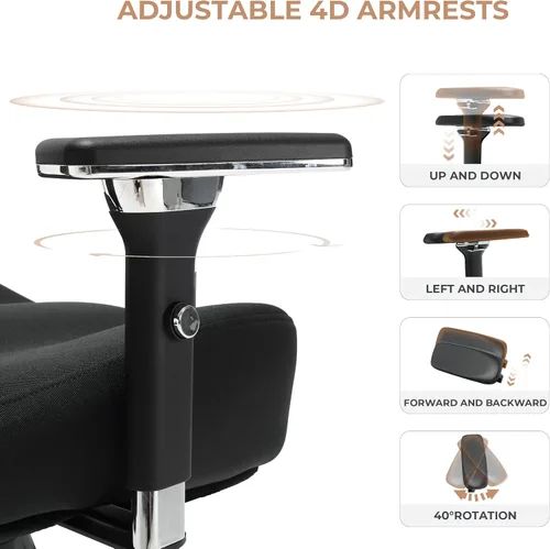 Miniatura 6 de Silla de oficina grande y alta de 600 libras con cojín de asiento grueso en forma de W, sillas de escritorio ergonómicas de malla para computadora