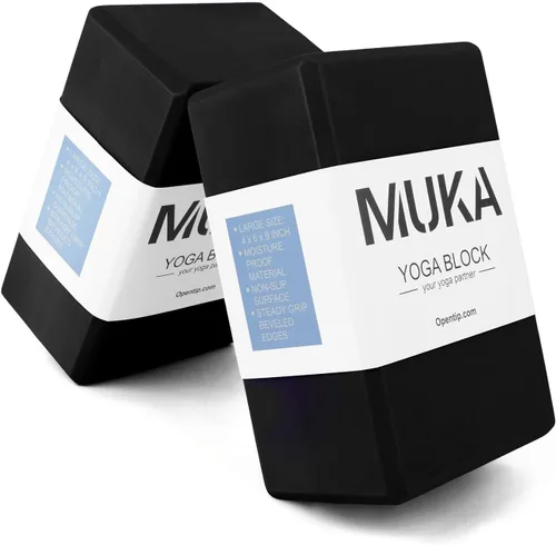 Muka Paquete de 4 bloques de yoga de 4 x 6 x 9 pulgadas, ladrillo de yoga de espuma EVA de alta densidad para meditación, pilates Negro