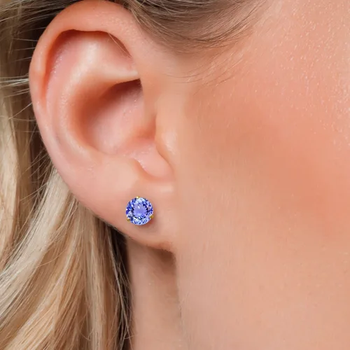 Miniatura 145 de Gem Stone King Aretes de Martini de oro amarillo de 14 quilates Aretes de tuerca de 3 puntas para mujeres y hombres Redondos de 0.236 pulgadas