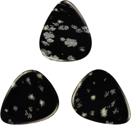 Miniatura 79 de Púa de guitarra o bajo de Obsidiana de Caoba en vidrio volcánico - 3.0 mm de calibre ultra pesado - Forma 351 - Púa exótica artesanal de gema