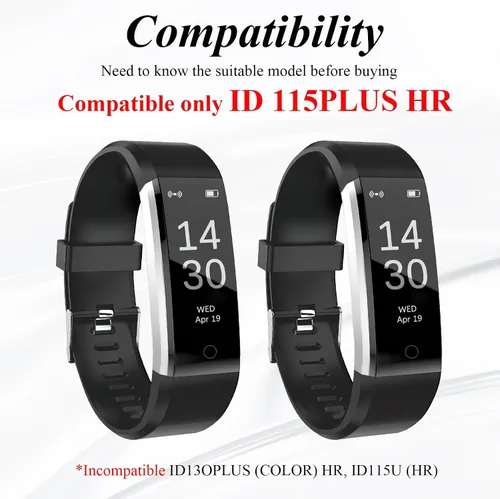 Miniatura 2 de Bandas de reloj de repuesto hoeslaw para ID115plus HR, conjunto de bandas de muñeca para monitor de actividad Very Fit Pro, correas de reloj