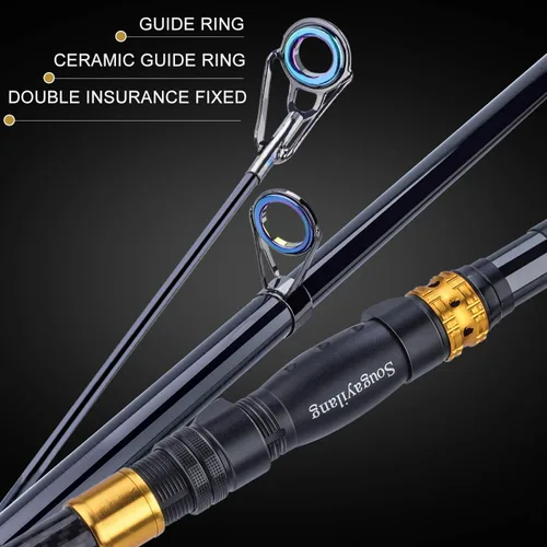 Miniatura 4 de Sougayilang Carrete de caña de pescar Combos de fibra de carbono telescópica caña de pescar con carrete giratorio para viajes agua salada pesca