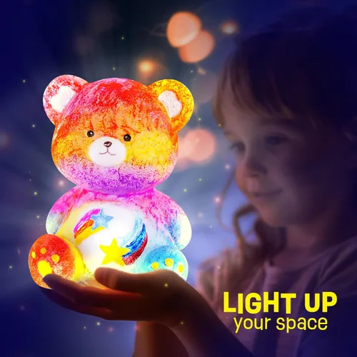 Miniatura 5 de Kit de lámpara para pintar tu propio oso, suministros de arte, kit de pintura de oso para niños de 6 a 12 años, artes y manualidades para niños de 8