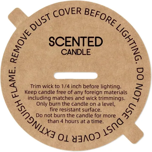 Miniatura 9 de CandMak Cubiertas antipolvo para velas, 48 piezas impresas de papel kraft con tapa antipolvo con lengüeta para hacer velas (12 tamaños)