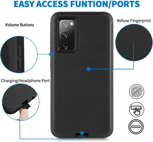 Miniatura 5 de Funda Anloes Defender para Samsung S20 FE, Funda para teléfono S20 FE Resistente a golpes, a prueba de polvo y robusta con protector de 3 capas