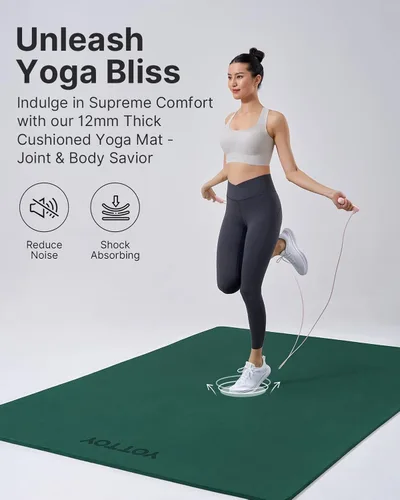 Miniatura 7 de YOTTOY Tapete de yoga grande (75 x 52 x 1/2 pulgadas), tapete de ejercicio TPE extra ancho, tapete de entrenamiento antideslizante para pilates