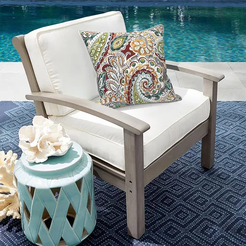 Miniatura 181 de Juego de 2 almohadas para exteriores de 16 x 16 pulgadas, repelentes al agua con interiores, para muebles de patio, hogar, jardín, geometría bohemia